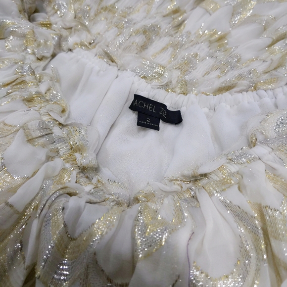 Rare! 🎉HP🎉Rachel Zoe Frankie Metallic Silk Peasant Dress 2